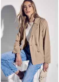 Street One Damen Trenchcoat, beige, casual, Gr. 40, unifarben, Web, Obermaterial: 62% Polyester, 38% Baumwolle, Mäntel, doppelreihig und mit