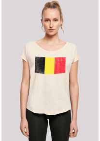 F4NT4STIC Damen T-Shirt "Belgium Belgien Flagge", beige, casual, Gr. XXL, Obermaterial: 100% Baumwolle, Shirts, Print