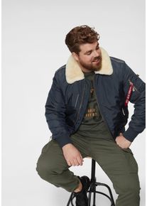 Herren Bomberjacke "INJECTOR III", blau, modisch, Gr. M, Alpha Industries, unifarben, Web, Obermaterial: 100% Nylon. Futter: 100% Nylon. Kragen: 100%