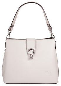 CLUTY Damen Umhängetasche, weiß, Leder, unifarben, leicht glänzend, Taschen, echt Leder, Made in Italy
