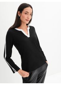 Inspirationen Damen Langarmshirt "Shirt", schwarz-weiß, Gr. 36, unifarben, gemustert, 95% Polyester, 5% Elasthan, Shirts