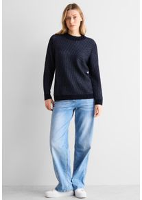 Cecil Damen Strickpullover, blau, casual, Gr. S, unifarben, Stoff, Web, 60% Polyacryl, 40% Baumwolle, Pullover, bestehend aus einem Materialmix