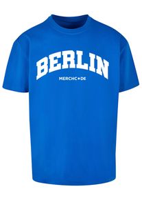 Merchcode Herren T-Shirt "Merchcode Herren Berlin Wording - Heavy Oversize Tee", blau, casual, Gr. L, bedruckt, 100% Baumwolle, Shirts