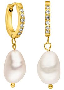 PURELEI Damen Paar Creolen "Schmuck Geschenk Malahi Ohrringe, 2024-Earring-Malahi", Edelstahl-Perlen, gelb, Edelstahl, Perlen, Ohrringe, Made in