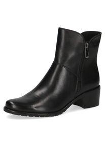 Caprice Damen Stiefelette, Gr. 38,5, schwarz, Nappaleder, klassisch, Schuhe, Bockabsatz, Businesschuh mit zwei Reißverschlüssen