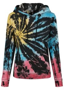 Urban Classics Damen Kapuzenpullover "Urban Classics Damen Ladies Tie Dye Hoody", schwarz, casual, Gr. M, 100% Baumwolle, Pullover