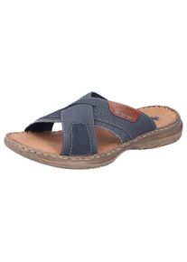 Rieker Herren Pantolette, Gr. 40, blau, Lederimitat, Textil, klassisch, Schuhe, Sommerschuh, Schlappen, Poolslides mit weicher Innensohle