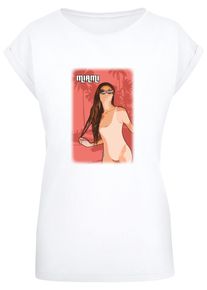 Merchcode Herren T-Shirt "Merchcode Damen Laides Grand Miami Extended Shoulder Tee", weiß, casual, Gr. XL, bedruckt, 100% Baumwolle, Shirts