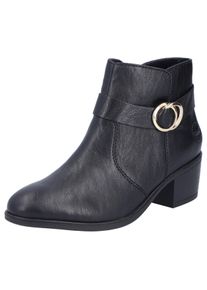 Rieker Damen Stiefelette, Gr. 36, schwarz, Lederimitat, unifarben, klassisch, Schuhe, Ankleboots, Blockabsatz, mit Innenreißverschluss