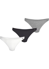 Damen Brasilslip "3 PACK DIPPED BRAZILIAN", Tommy Hilfiger Underwear, Gr. Slt grau htr, weiß, navy rib, Jersey, Obermaterial: 95% Baumwolle, 5%