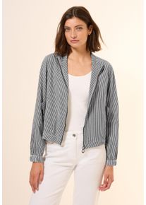 Cecil Damen Kurzjacke, blau, casual, Gr. XL, gestreift, Web, 65% Baumwolle, 35% Modal, Jacken, mit Elastiksaum