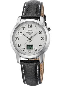 MASTER TIME Damen Funkuhr "Basic", schwarz, Armbanduhren, Armbanduhr, Quarzuhr, Damen, Datum, Leuchtzeiger, Flexband, Zugband