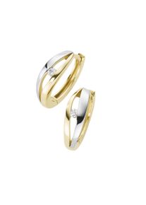 Luigi Merano Damen Paar Creolen "Klappcreole mit 2 Brillanten, Gelbgold 585", SI = kleine Einschlüsse, Gelbgold 585, gold, Gelbgold 585, Ohrringe