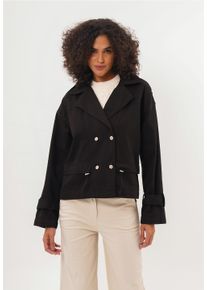 FRESHLIONS Damen Trenchcoat "Helena", schwarz, casual, Gr. M, unifarben, 100% Baumwolle, Mäntel, mit stylischem Reverskragen