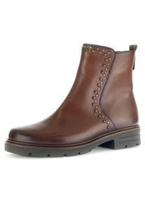 Gabor Damen Stiefelette, Gr. 40, braun, Kalbsleder, unifarben, klassisch, Schuhe, Blockabsatz, Komfortschuh, Boots mit glänzenden Nieten
