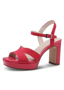 Tamaris Damen High-Heel-Sandalette, Gr. 35, pink, Ziegenveloursleder, unifarben, elegant, Schuhe, Sommerschuh, Abendschuh, Blockabsatz, mit
