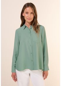 Cecil Damen Hemdblusematcha grün, casual, Gr. S, Strukturmuster, Stoff, 88% Viskose, 12% Nylon, Blusen, mit Brusttasche