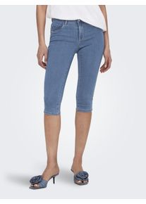 Only Damen Caprijeans "ONLRAIN LIFE REG SK KNICKERS DNM NOOS", blau, casual, Gr. L, unifarben, Denim/Jeans, Obermaterial: 53% Viskose, 29% Baumwolle,