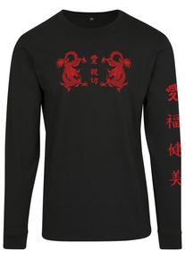 MisterTee Damen Longsleeve "MisterTee Damen Ladies Chinese Letters Longsleeve", schwarz, klassisch, Gr. XS, unifarben, 100% Baumwolle, Shirts