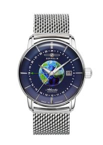 Zeppelin Herren Automatikuhr "Atlantic Automatic GMT", silber, Armbanduhren, Armbanduhr, Herrenuhr, Datum, Lederarmband, Made in Germany