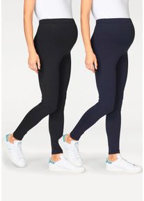Neun Monate Damen Umstandshose "2 Stück Umstands-Hosen für Schwangerschaft und Stillzeit", schwarz, Basic, Gr. 44, unifarben, Jersey, Obermaterial: