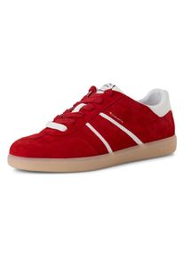 Tamaris Damen Plateausneaker, Gr. 39, rot, Ziegenveloursleder, Lederimitat, sportlich, Schuhe, Freizeitschuh, Halbschuh, Schnürschuh mit gepolstertem