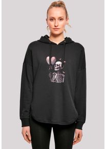 F4NT4STIC Damen Kapuzenpullover "Skelett hält Herzballon", schwarz, casual, Gr. S, Obermaterial: 100% Baumwolle, Pullover, Premium Qualität