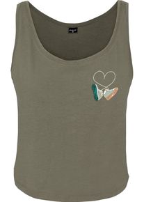 MisterTee Herren Muskelshirt "MisterTee Damen Ladies Kicks Love EMB Tank", grün, casual, Gr. S, bedruckt, 60% Baumwolle, 40% Polyester, Shirts