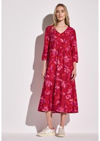 Street One Damen Midikleid, rot, casual, Gr. 36, bedruckt, Stoff, 88% Viskose, 12% Polyamid, Kleider, mit grafischem Muster