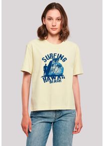 F4NT4STIC Damen T-Shirt "Hawaii Surf Beach Summer", gelb, casual, Gr. S, Obermaterial: 100% Baumwolle, Shirts, Premium Qualität