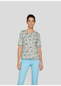 Rabe Damen Rundhalsshirt, braun, casual, Gr. 46, geblümt, bedruckt, Web, Obermaterial: 100% Baumwolle, Shirts, mit Reißverschluss und floralem Muster