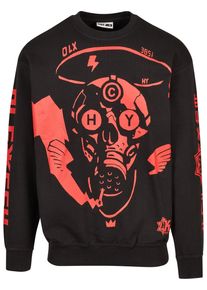 DEF Herren Rundhalspullover "DEF Herren Skull Sweat Pants", schwarz, casual, Gr. S, mehrfarbig, 80% Baumwolle, 20% Polyester, Pullover