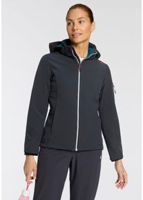 CMP Damen Softshelljacke "WOMAN JACKET ZIP HOOD", schwarz, sportlich, Gr. 38, Obermaterial: 96% Polyester, 4% Elasthan, Jacken, Wärmend & wind- &