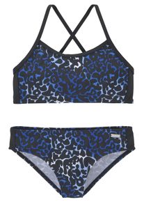 Buffalo Kinder Bustier-Bikini, blau, Gr. 122, bedruckt, Animalprint, Recycling-Polyamid, Bikini-Sets, mit Druck und Uniparts