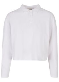 Urban Classics Damen Poloshirt "Urban Classics Damen Ladies Short Oversized Polo Longsleeve", weiß, klassisch, Gr. 4XL, unifarben, 100% Baumwolle,