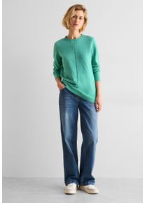 Cecil Damen Rundhalspullover, grün, casual, Gr. XL, unifarben, Web, 37% Baumwolle, 34% Polyacryl, 26% Polyester, 3% Elasthan, Pullover, mit