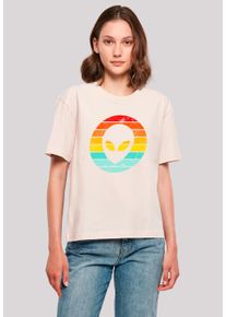 F4NT4STIC Damen T-Shirt "Alien Retro Sonnenuntergang", pink, casual, Gr. L, Obermaterial: 100% Baumwolle, Shirts, Premium Qualität