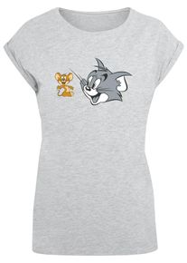 ABSOLUTE CULT Herren T-Shirt "ABSOLUTE CULT Damen Ladies Tom and Jerry - Simple Heads T-Shirt", grau, casual, Gr. XS, bedruckt, 100% Baumwolle, Shirts