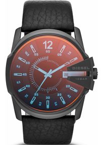 Diesel Herren Quarzuhr "MASTER CHIEF", schwarz, Armbanduhren, Armbanduhr, Herrenuhr, mit irisierendem Mineralglas, Lederarmband