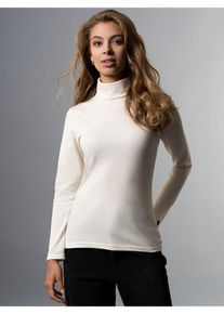 TRIGEMA Damen Rollkragenshirt "TRIGEMA Rollkragenshirt", beige, Basic, Gr. L, 95% Baumwolle, 5% Elastan, Shirts