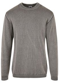 Urban Classics Herren Rundhalspullover "Urban Classics Herren Washed Sweater", grau, casual, Gr. L, unifarben, 60% Baumwolle, 40% Polyacryl, Pullover