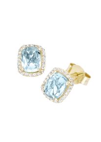 Luigi Merano Damen Paar Ohrstecker "Mit Blautopas und Zirkonia, Gold 375", Gelbgold 375, blau, Gelbgold 375, Ohrringe
