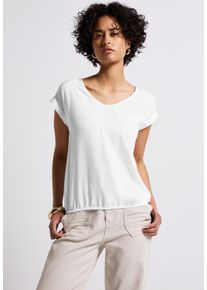 Street One Damen Hemdbluse, weiß, casual, Gr. 38, unifarben, Stoff, 100% Viskose, Blusen, aus softer Viskose