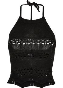 Urban Classics Herren Muskelshirt "Urban Classics Damen Ladies Short Crochet Knit Neckholder Top", schwarz, casual, Gr. L, unifarben, 100% Polyacryl,