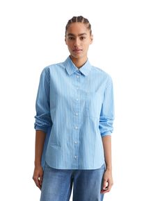 Marc O'Polo Damen Langarmbluse "aus Papertouch-Popeline", blau, Gr. XL, MARC O'POLO DENIM, gestreift, Obermaterial: 100% Baumwolle, Blusen