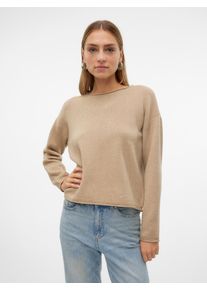 Véro Moda VERO MODA Damen Strickpullover "VMGOLD ROLL LS O-NECK PULLOVER GA", braun, modisch, Gr. XL, meliert, Strick, Feinstrick, Obermaterial: 50% Viskose,