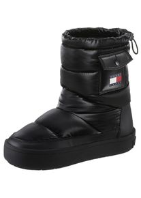 Tommy Jeans Damen Snowboots "TJW WINTER FEMININE BOOT", Gr. 40, schwarz, Textil, Leder, unifarben, sportlich, Schuhe, Plateau, Schneestiefel,