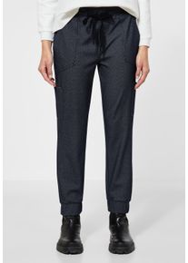 Street One Damen Stoffhose, blau, casual, Gr. 46, Jacquardmuster, Stoff, 71% Polyester, 24% Viskose, 5% Elasthan, Hosen, Elastikbund mit Tunnelzug