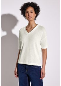 Street One Damen T-Shirt, weiß, casual, Gr. 36, unifarben, Feinstrick, Obermaterial: 63% Viskose, 37% Polyester, Shirts, im Strick-Look mit