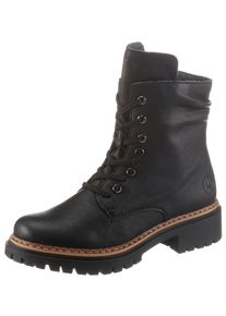 Rieker Damen Schnürboots, Gr. 41, schwarz, Lederimitat, klassisch, Schuhe, Stiefelette, Profilsohle, Blockabsatz, mit lässiger Schnürung